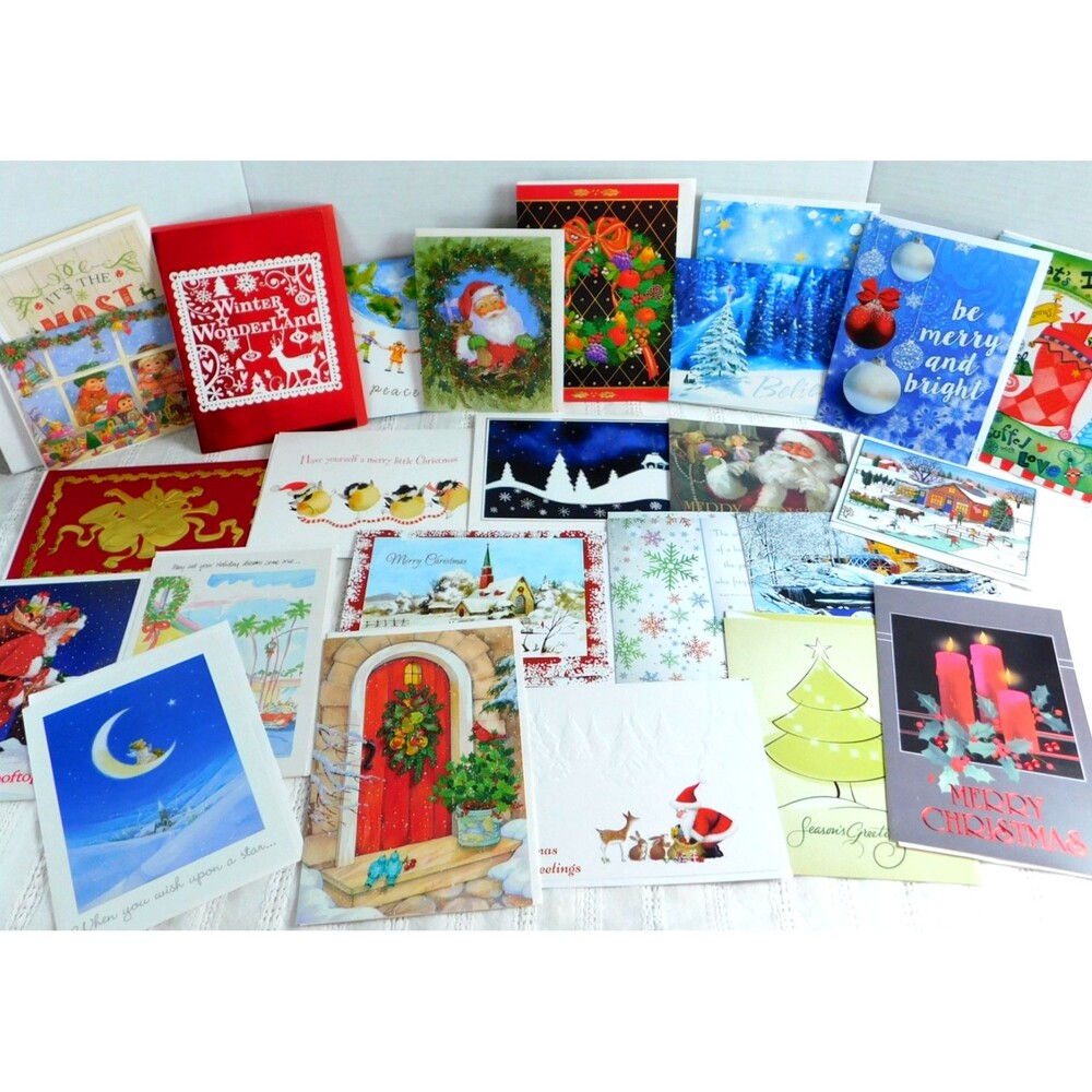 Christmas Greeting Cards Holiday Lot of 25 Variety w/ Envelopes Olympicard NEW !